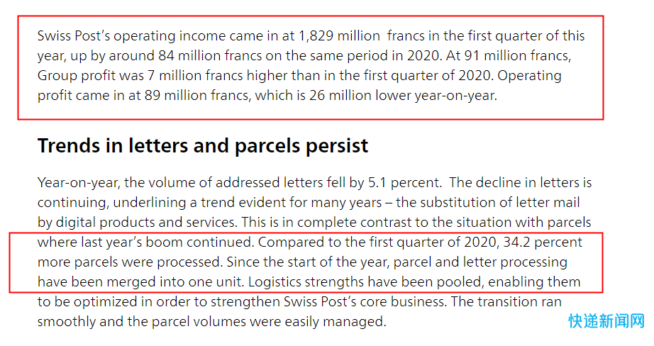 瑞士邮政投资12亿法郎建设包裹中心