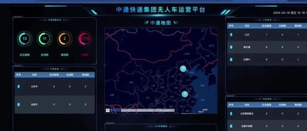 中通快递无人车运营平台“中通智驾”将于4月30日正式发布